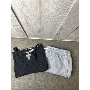 Marvel Peace Floral Black Racerback Tank Top Womens XXL & Gray Shorts